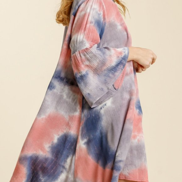 Umgee Tie Dye Bell Sleeve Dress - Picture 3 of 4